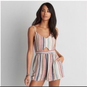 Striped Cut Out Romper / American Eagle